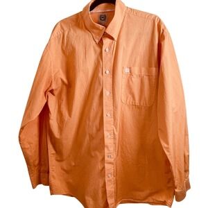 Chinch Men's Button Up Long Sleeve Shirt Sz L Orange Checked Cowboy Western Wear